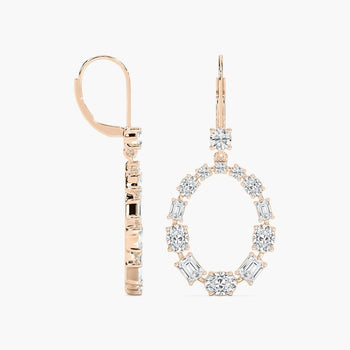 ROUND SHAPE OVAL, EMERALD & ROUND SHAPE DIAMOND EARRING