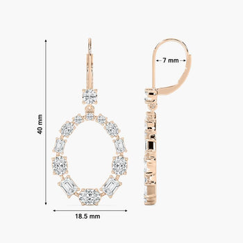 ROUND SHAPE OVAL, EMERALD & ROUND SHAPE DIAMOND EARRING