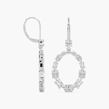 ROUND SHAPE OVAL, EMERALD & ROUND SHAPE DIAMOND EARRING