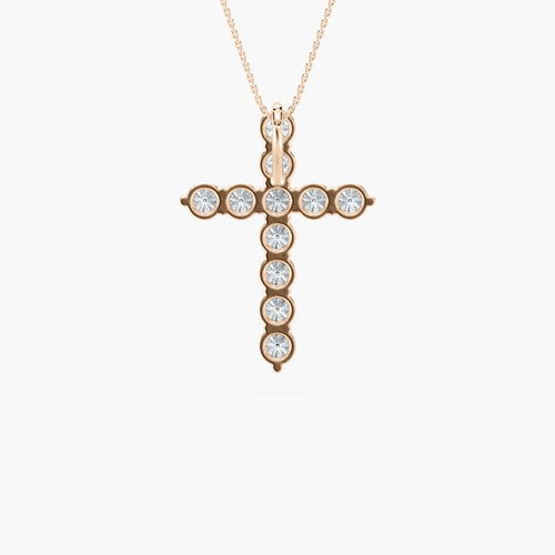 CROSS ROUND DIAMOND PENDENT