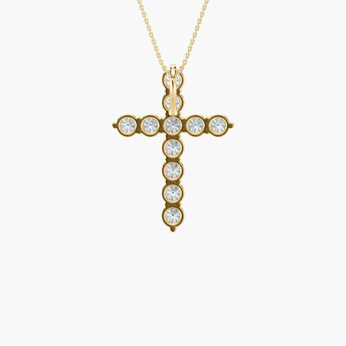 CROSS ROUND DIAMOND PENDENT