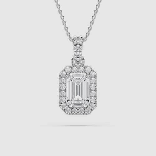 EMERALD HALO SOLITAIRE PENDENT