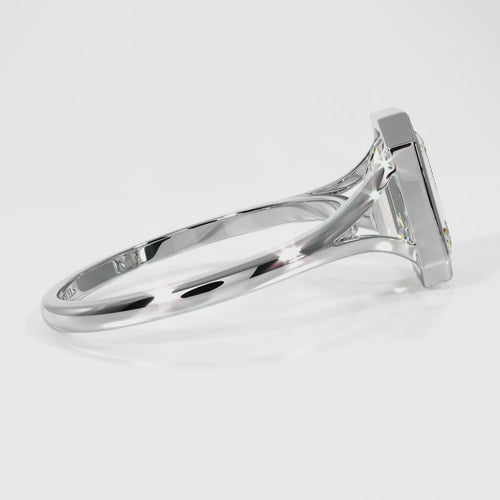 IGI Certified Emerald Cut Solitaire Ring with Stylish Split Shank
