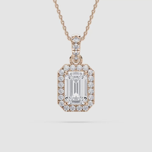 EMERALD HALO SOLITAIRE PENDENT