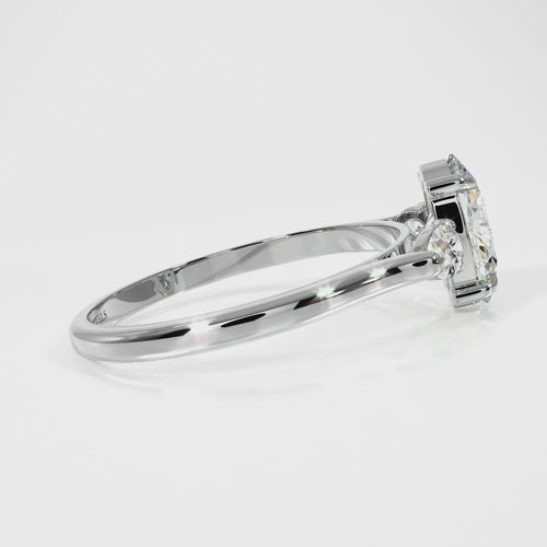 IGI Certified Oval Diamond Engagement Ring, Three Stone Lab Grown Diamond Ring