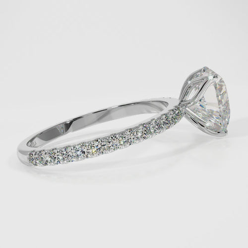IGI Certified Heart Shape Lab Grown Diamond Pave Engagement Ring
