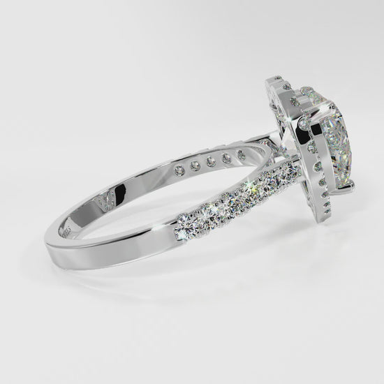 Heart Shaped Halo Pave Engagement Ring