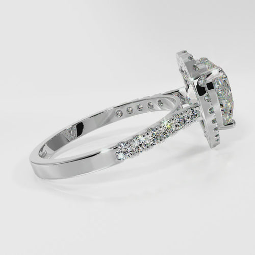 Heart Shaped Halo Pave Engagement Ring