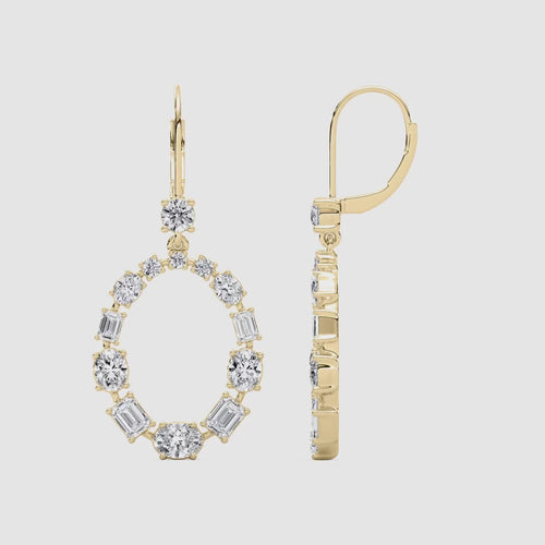 ROUND SHAPE OVAL, EMERALD & ROUND SHAPE DIAMOND EARRING