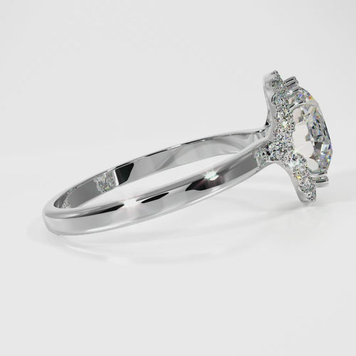 IGI Certified Round Brilliant Cut Lab Grown Diamond Unique Halo Engagement Ring