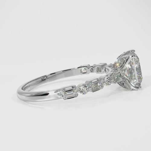 IGI Certified French Bar with Princess Cut Lab Grown Diamond Solitaire Ring