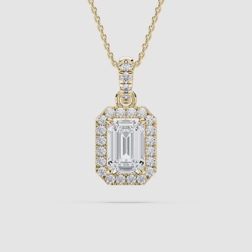 EMERALD HALO SOLITAIRE PENDENT
