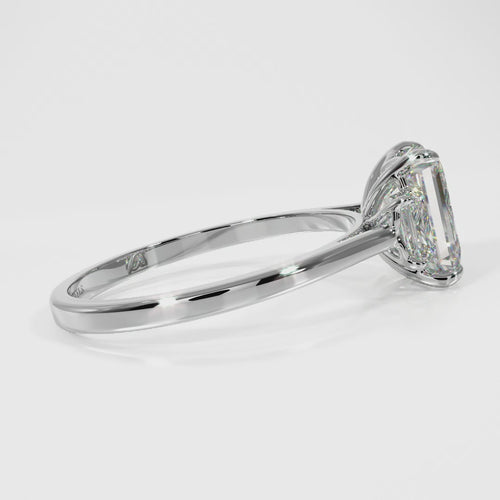 IGI Certified Emerald Cut Three Stone Diamond Ring